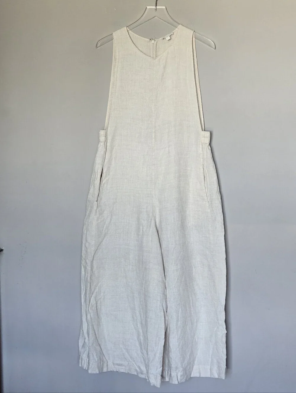 COS 100% Linen Sleeveless Wide-Leg Oversized Jumpsuit in Natural Size XS